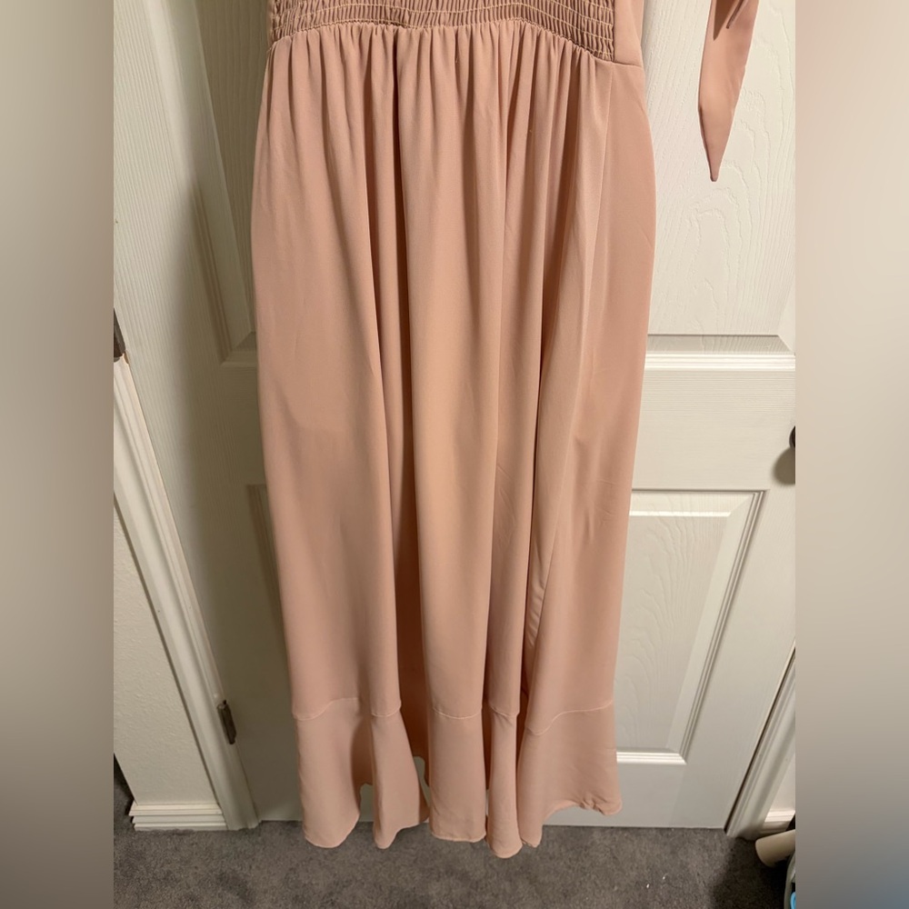 Show Me Your MUMU Blush Pink Tie-Shoulder Midi Dress - Picture 8 of 9
